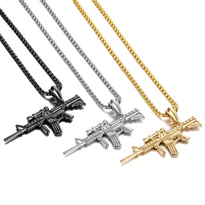 Joyería Personalizada al por Mayor, Joyería Punk de Acero Inoxidable, Colgante de Pistola Subfusil para Fabricación de Joyas - Product Image 4