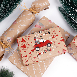 Wholesale 80g Double-Sided Kraft Print Christmas Custom 43cm X 10m Metallic <b>Paper</b> Roll <b>Wrapping</b> <b>Paper</b> for Packaging - Product Image 5