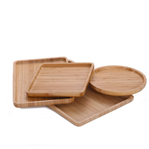 Plateau de service en bambou carré et rond 20 cm, écologique, pour thé, fruits, usage domestique - Product Image 2