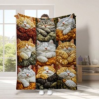 Couverture en flanelle douce à imprimé collage de chatons mignons, motifs multiples de chats, cadeau chaleureux et confortable pour les amoureux des chats, thème animalier pour la maison