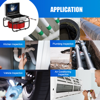 Caméra d'inspection de canalisation Bondi, champ de vision de 145 degrés, écran AHD de 9 pouces, câble en acier inoxydable de 5 mm, émetteur localisateur 512 Hz, compteur de mètres