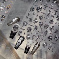 Nouvel Autocollant 5D en Relief Effet Métallique Rétro 2026 pour Décoration d'Ongles et Nail Art