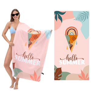 Vente flash d'été Serviettes de plage personnalisées à l'imprimé de crème glacée Sans sable Séchage rapide Hôtel Piscine Microfibre Suédée Serviette de plage - Product Image 4