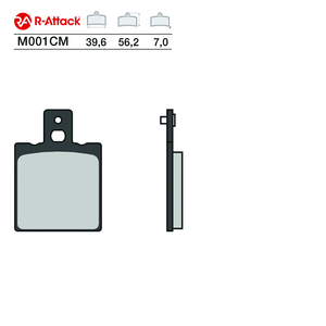Pastillas de Freno para Motocicleta R-Attack M001CM, 39.6x56.2x7.0mm, Cerámica de Carbono, Delanteras y Traseras, Homologadas R90 - Product Image 1