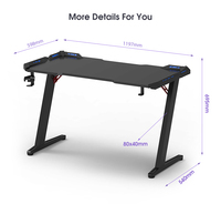 Table de jeu électrique réglable en hauteur fixe en forme de Z G25, texture en fibre de carbone, bureau d'ordinateur de course avec éclairage LED