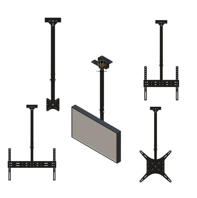 LongShuei Optimal Visibility Steel Metal Ceiling TV Projector Mounts 25kg Capacity 75 Inches Max Size Tilt Swivel 24-Month
