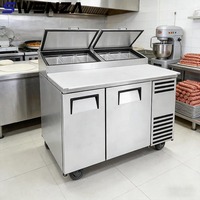 Réfrigérateur-congélateur de préparation SWENZA, vente directe d'usine, comptoir de pizza, bar à salades, comptoir à sandwichs, vitrine réfrigérée