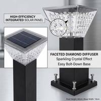 Lampadaire solaire à facettes de fabrication directe, diffuseur taillé en diamant IP65, panneau intégré, noir mat, pour allée de jardin