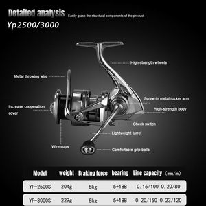 Оптовая продажа, неглубокая леска, приманка для приманки, колесо, рыболовная леска, металлическая спининговая катушка, ручка 2500 3000, катушка для троллинга - Product Image 4