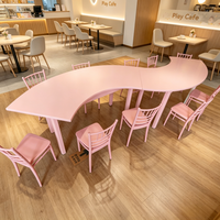 Ensemble de table pour enfants en forme de S, blanc et rose, portable, mobilier moderne pour enfants avec bords arrondis anti-rayures, idéal pour la location événementielle