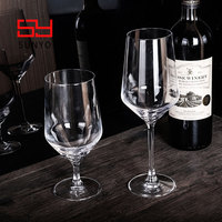 Vente en gros de gobelets à vin rouge élégants et luxueux de 315 ml en verre sodocalcique transparent, à long pied, faits à la main, écologiques, pour mariage, fête, restaurant