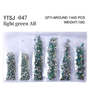 Yantuo 3D Nail Art Glass Rhinestones Peridot Ab Verde claro Blingbling Non-Hotfix Tamaño mixto Strass para Nail Art - Product Image 1