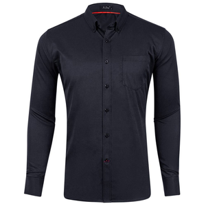 Chemise habillée homme à manches longues boutonnée, couleur unie, en popeline formelle, infroissable - Product Image 2