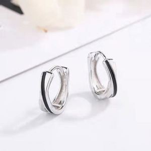 Boucles d'oreilles créoles géométriques mignonnes en argent sterling 925 plaqué rhodium pour femmes, accessoires de mode pour mariage et soirée - Product Image 2