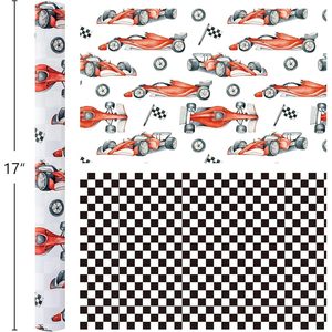 Race Car Wrapping Paper Roll 17 In X 16.4 Ft Reversible Gift Wrap For Birthday Party Decorations - Product Image 3