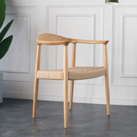 Usine de vente en gros chaise en bois massif de haute qualité café salle à manger salon loisirs nordique bois tissé cordon salle à manger chaises avec accoudoirs