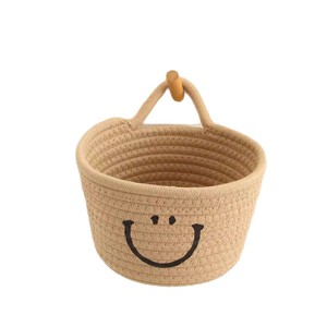 Cotton Smiley Face Storage Basket Wall Mounted Round For Living Room Bedroom Bathroom - Product Image 5