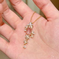 Collier ras-du-cou de luxe léger en cristal rose et zircon, motif floral rêveur, collection 2026 Retro Palace
