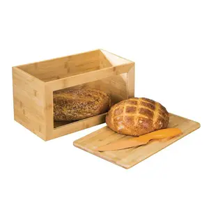 Bambu ekmek kutusu ekmek dilimleri kek saklama kutusu kapaklı ekmek kutusu