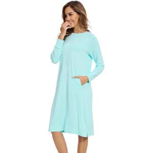 Chemise de nuit personnalisée pour femme à manches longues en viscose de bambou, douce et rafraîchissante, taille S-XL - Product Image 2