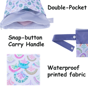 Bolsa Tote Reutilizável Babyshow 25*35cm Impermeável em Poliéster com Dois Compartimentos para Armazenamento de Fraldas para Viagens e Praia - Product Image 4