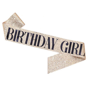 Écharpe d'anniversaire pour fille, en tissu pailleté or rose, accessoire de fête, ruban Reine des Anniversaires, cadeau - Product Image 4