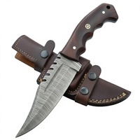 Couteau de chasse à lame fixe avec manche en bois et étui en cuir, fait main, outil de camping et de randonnée en plein air