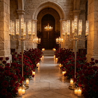 Candélabre de sol doré de luxe à 9 bras avec tubes en verre bulle, lampe d'allée de mariage pour la décoration de fond de salle de mariage