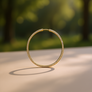 Orecchini a Cerchio Dorati da Donna, Placcati in Oro 18K con Cristalli e Strass, Gioielli Trendy per Feste E3634 - Product Image 2