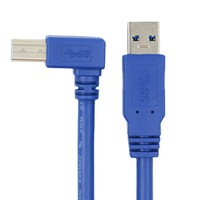 Kabel Data USB 3.0 Male B Male Sudut Kanan 90 Derajat untuk Printer Hard Drive Enclosure Panjang 0.3m-3m Transfer Data Tembaga