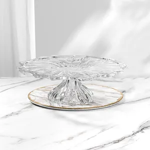 Tableware And Kitchenware Exquisite Crystal Glass Fruit Bowl/Plate With Stand Glass Candy Dishes