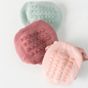 Chaussettes en coton antidérapantes pour enfants Jingwen, printemps et automne, pour nourrissons et jeunes enfants, couleur unie, dentelle, chaussettes pour bébé - Product Image 4