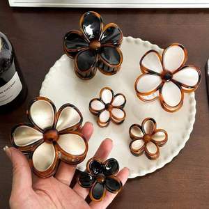 Pinza de Pelo de Plástico de Alta Calidad con Diseño Floral Ámbar, Venta Caliente Transfronteriza, <span class=keywords><strong>Accesorios</strong></span> Florales Vintage Elegantes <span class=keywords><strong>para</strong></span> el Cabello de <span class=keywords><strong>Mujer</strong></span> <span class=keywords><strong>para</strong></span> Uso Diario - Product Image 5