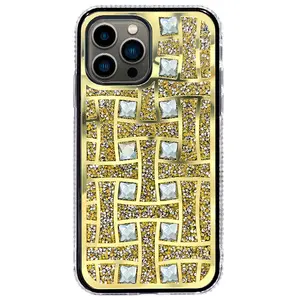 Luxury Diamond Electroplated Bumper Design Hard TPU PC Mobile Phone Back Cover Case For iPhone 15 Pro Max 14 Pro