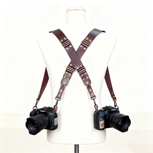 Nhà Sản Xuất OEM Tùy Chỉnh Nâu Da Đôi Máy Ảnh Crossbody Khai Thác Ngực Dây Đeo Cho Hai Máy Ảnh - Product Image 2