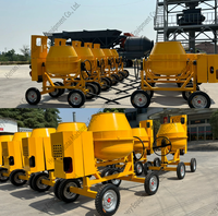 Malaxeur à béton autochargeur miniature à essence à performance stable, malaxeur vertical diesel 500L, réservoir de mortier, camion malaxeur