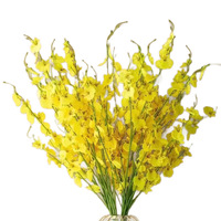 Bunga Anggrek Oncidium Sutra Real Touch Baru, Bunga Artifisial Grosir, Tangkai Bunga Lepas, Dekorasi Ruang Tamu