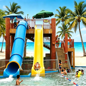 Équipements d'amusement aquatique sur mesure, luges pour petits parcs à thème, luges en fibre de verre, toboggans aquatiques en forme de canon - Product Image 1