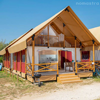 Tente de glamping familial 2-4 personnes, résistante à la moisissure, en toile, type cabane, pour hébergement éco-responsable, idéale pour Airbnb et complexes hôteliers