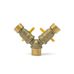 Válvula de gas de <span class=keywords><strong>bola</strong></span> tipo Y de latón Operado manualmente Manijas de mariposa dobles personalizables OEM de alta calificación Conexiones de rosca macho - Product Image 2