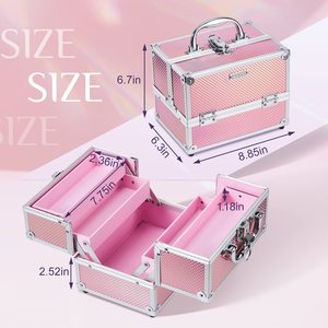 Maletín <span class=keywords><strong>de</strong></span> <span class=keywords><strong>Maquillaje</strong></span> Profesional Portátil con 4 Bandejas Desplegables Estuche <span class=keywords><strong>de</strong></span> Cosméticos <span class=keywords><strong>de</strong></span> Viaje con Cerradura y Llave Organizador <span class=keywords><strong>de</strong></span> Joyas <span class=keywords><strong>para</strong></span> Mujeres y Chicas - Product Image 6