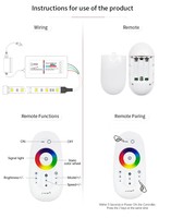 Controlador LED RGB de pantalla táctil 12V 24V 18A tira de luz de decoración interior inalámbrico 2,4G RF LED controlador remoto