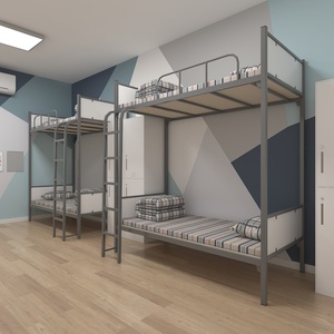 Cama litera metálica de estilo europeo de fábrica OEM con tobogán para niños, muebles infantiles, cama para niños - Product Image 1