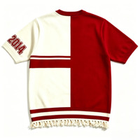 Pull personnalisé OEM pour homme, pull de Noël à col rond, ourlet à franges, logo sur la poitrine, broderie en chenille, pull tricoté pour homme
