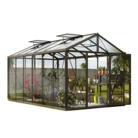 Maison verte de jardin moderne 4 saisons véranda extérieure en verre imperméable avec porte et fenêtre anti-UV à faible émissivité