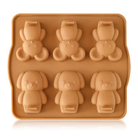 Moule à gâteau en silicone 6 cavités motif souris et chien de dessin animé, idéal pour la cuisson en cuisine