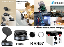 Magnetic Wireless Phone Holder with Charger 360 Degree <b>Rotating</b> Aluminum Alloy Dashboard Mount Vacuum Suction Car Stand - Product Image 6