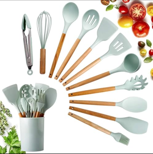 Ensemble d'ustensiles de cuisine en bois avec logo personnalisé, OEM ODM, réutilisables, antiadhésifs, spatule, cuillère, spatule à retourner - Product Image 1