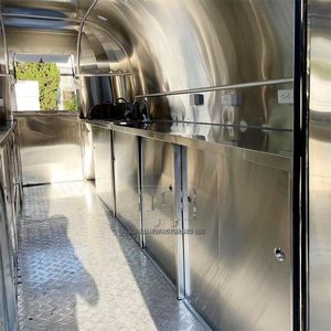 New Original Catering Trailer Coffee Truck Stainless Steel Aluminum 4-Wheel <b>Foldable</b> <b>Cart</b> Candy Food US - Product Image 5