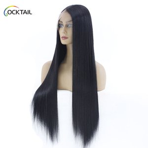 Pelucas de Cabello Sintético Resistente al Calor Kanekalon Futura, <span class=keywords><strong>Venta</strong></span> al por Mayor, Peluca Sintética con Frente de Encaje y Partidura Profunda para Mujeres Negras - Product Image 2